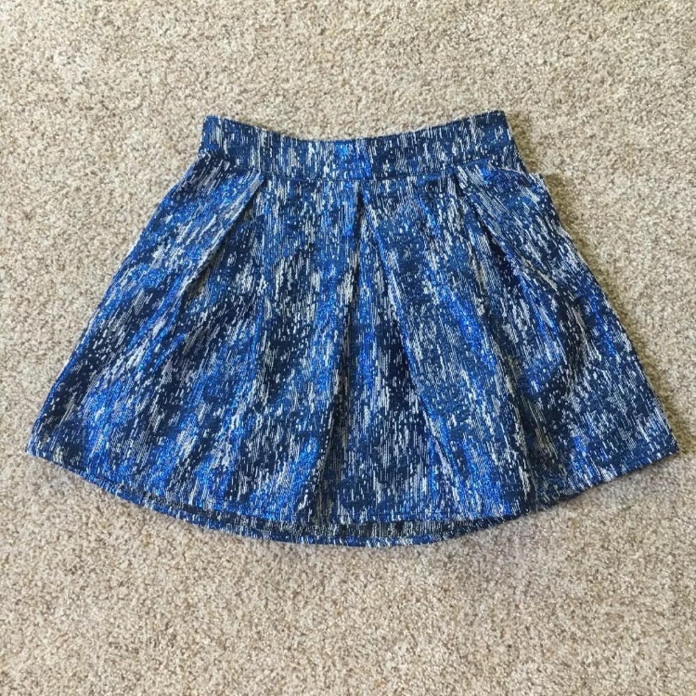 Bethany Mota Women's Blue Metallic A-line Skirt
